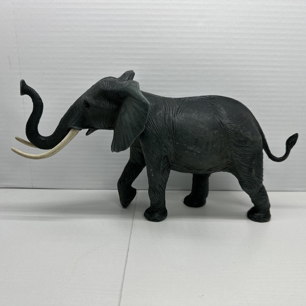 Vintage 1984 Imperial African Elephant Toy Figurine Trunk Up Realistic